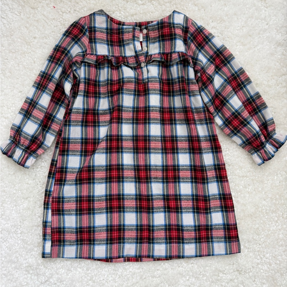 Girls Christmas dress Plaid Long Sleeve Dress